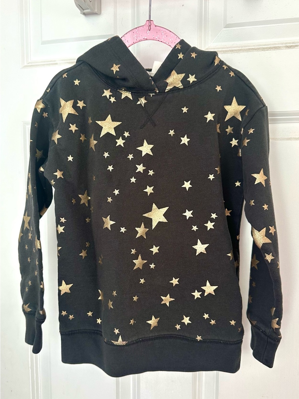 Crewcuts J.Crew Girls Black Gold Foil Metallic Star Hoodie Sweatpants Set Small